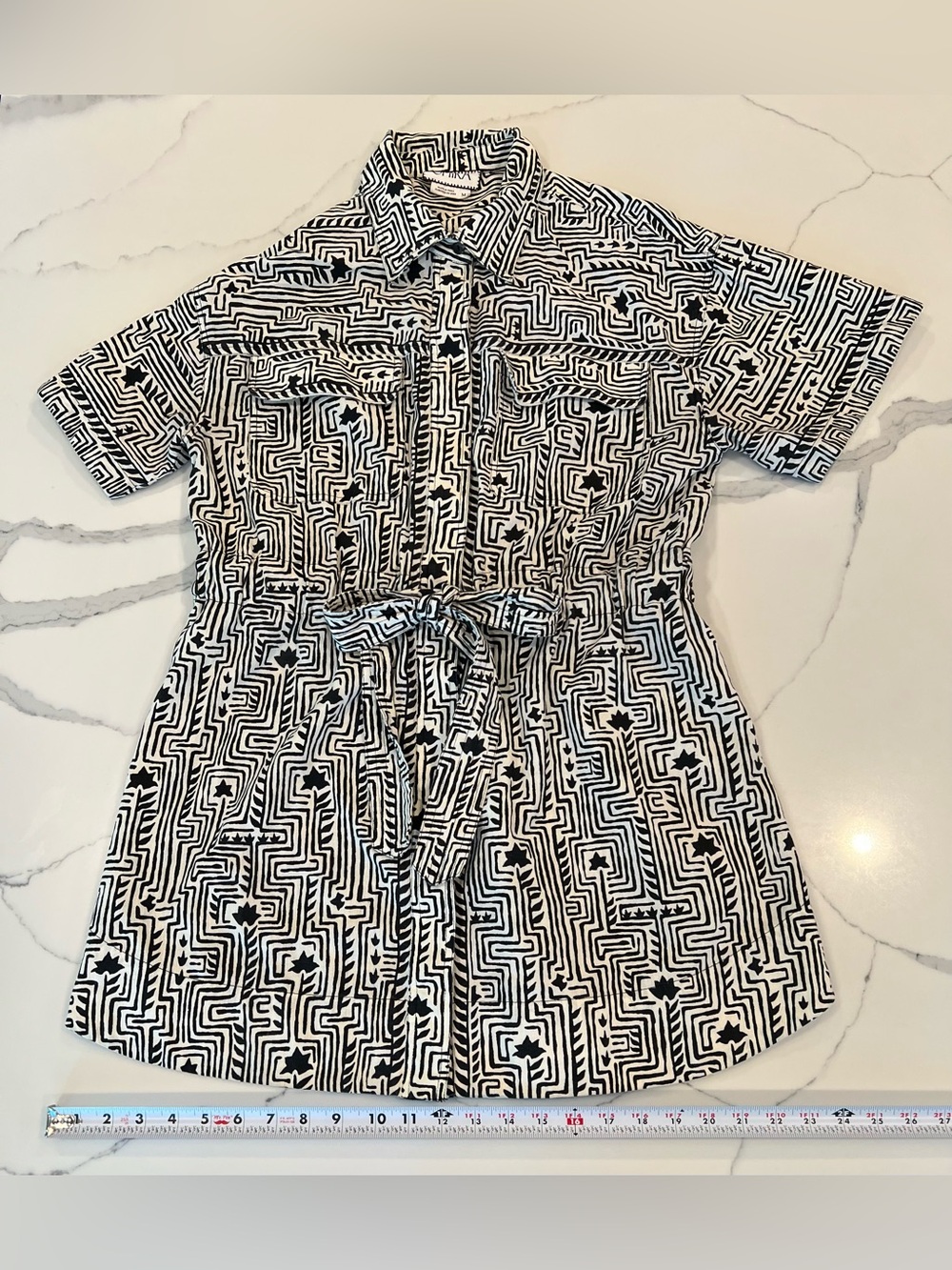Romika Black and White Geometric Print Shirt Dress
